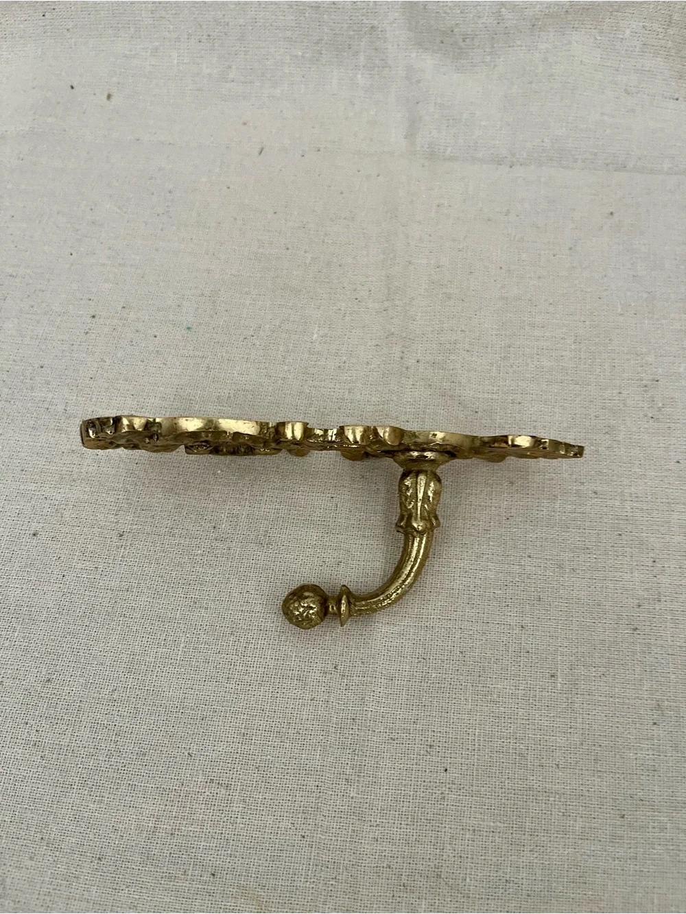 Vintage solid brass ornate wall hook, c1970s (Rococo/French Provincial style)